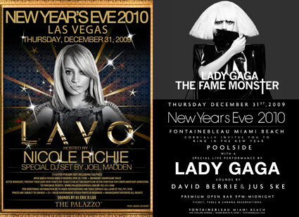 Lady Gaga, Nicole Richie, New Years Eve Invites Lady Gaga, Nicole Richie, New Years Eve Invites